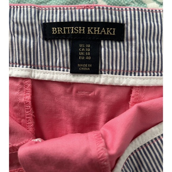 British Khaki Skirt Womens 10 Pink Mini Beach Shell Travel Pockets Stretch - Picture 4 of 4